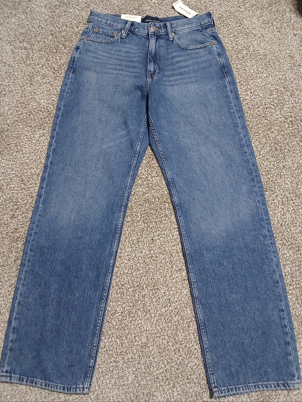 Aeropostale Women's High-Rise‎ Baggy Jeans in Medium Blue